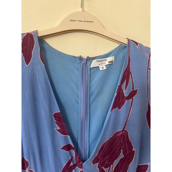 Thakoon Collective Sleeveless Romper V Neck Blue Red Floral Size 10 CUTE - Picture 3 of 9